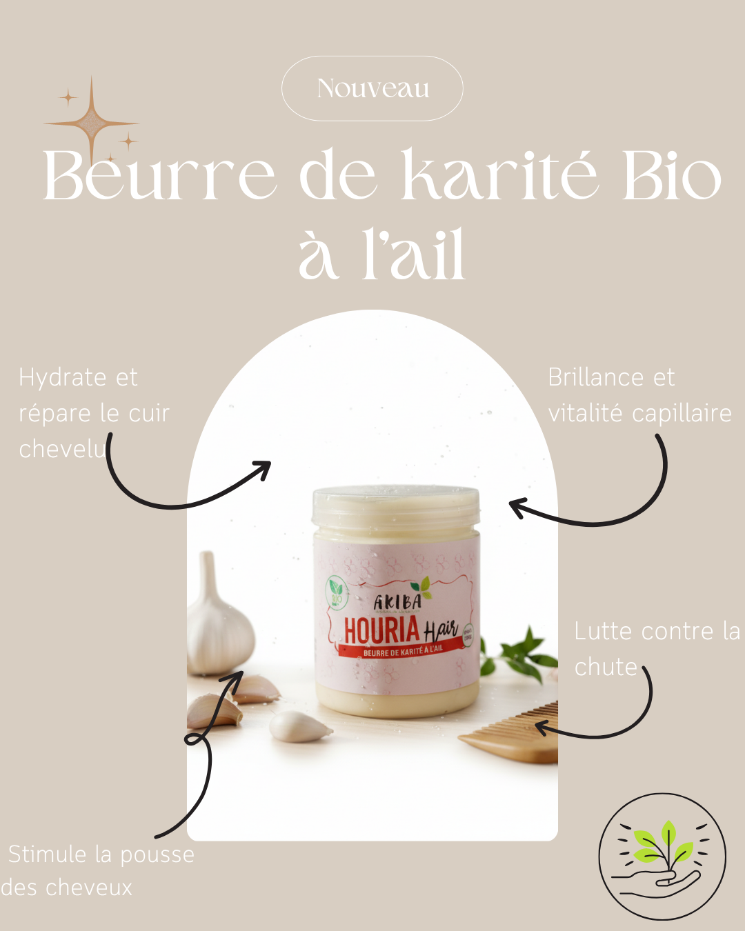 Beurre de Karité à l'ail – Hydratant Peau et Cheveux | Akiba Cosmétique